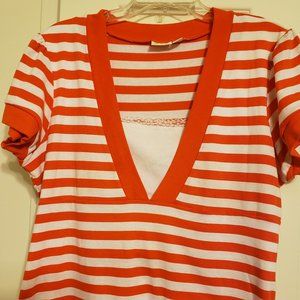 NEW ** ORANGE TOP W/ LACE INSERT